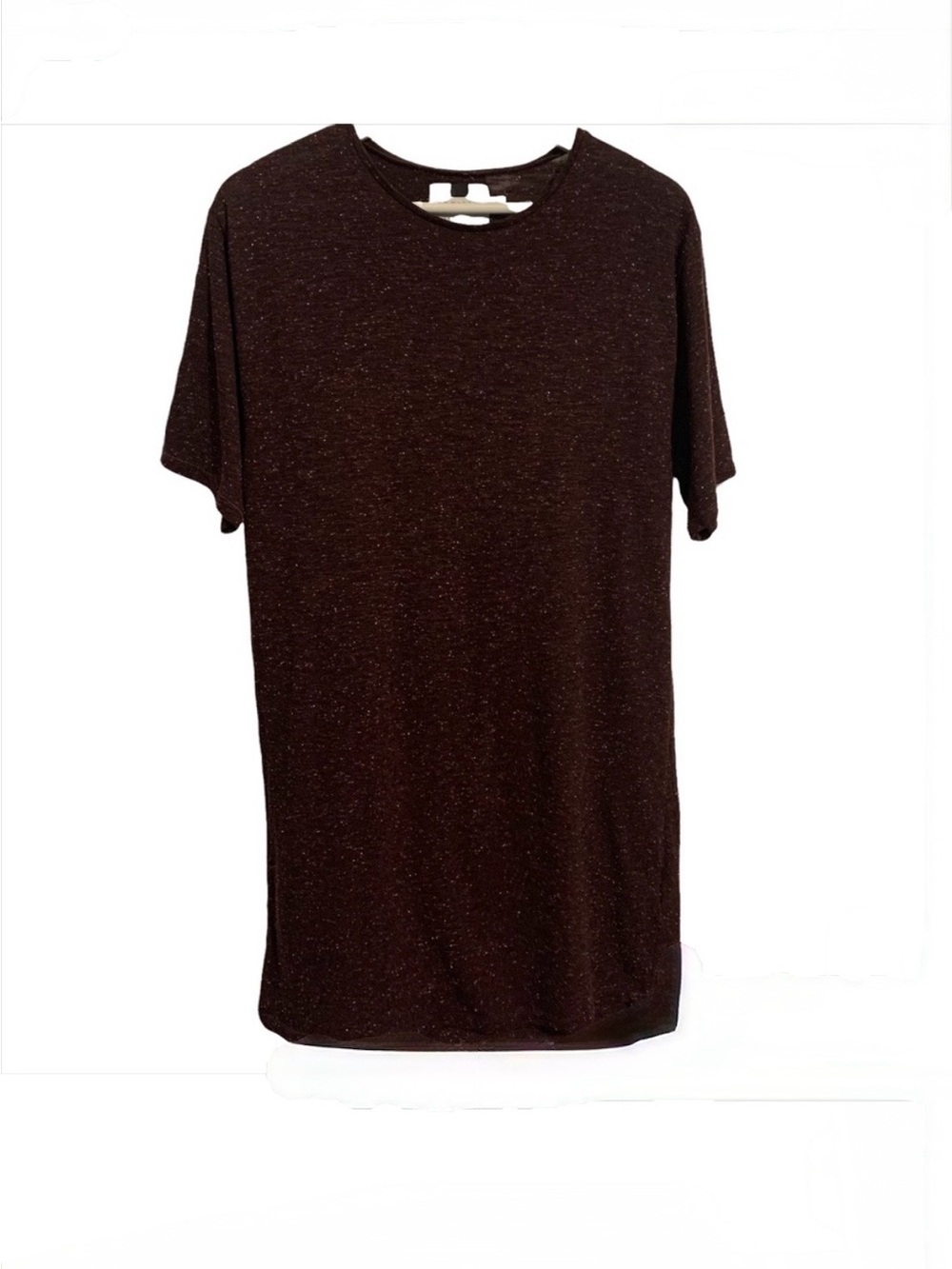 Topman S long line speckled soft burgundy short sleeve shirt top soft